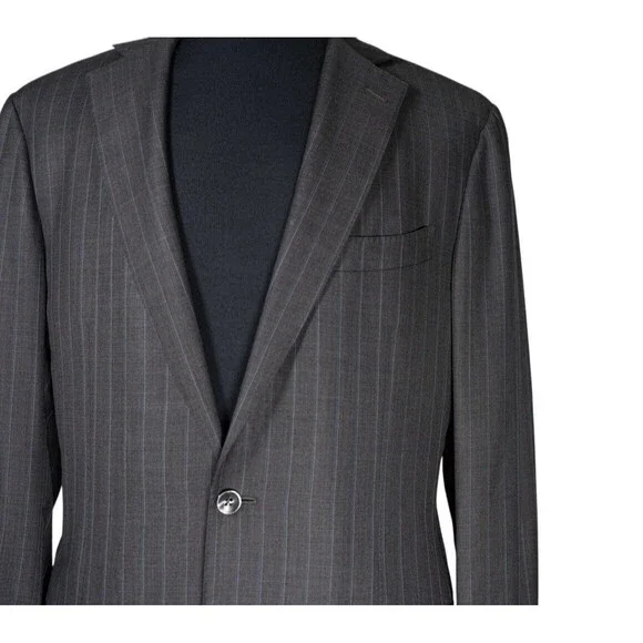 Ermenegildo Zegna Su Misura Mens Blazer Gray Blue Striped Trofeo